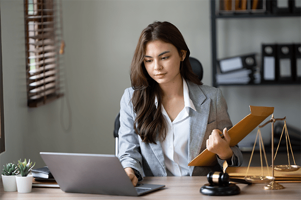 Lawyer working on computer