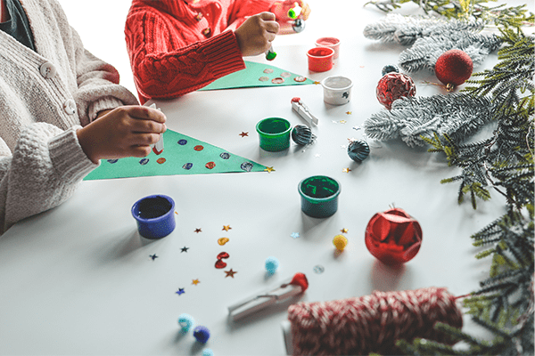 Children doing Christmas crafts