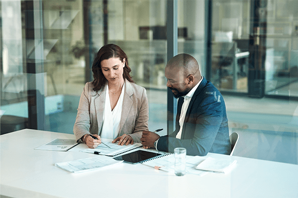 Man talking to lawyer