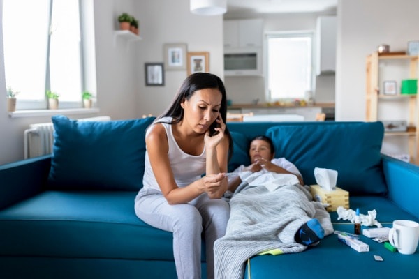 Mother with sick child