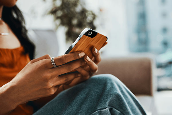 Woman holding phone