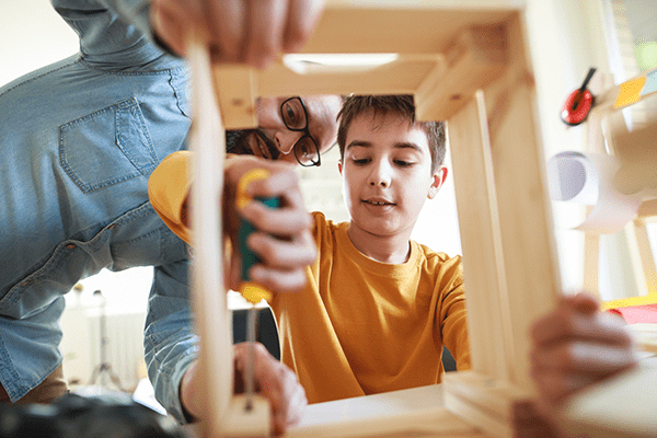 Father building with his son