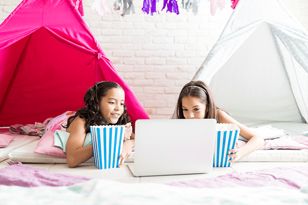 Children at sleepover party