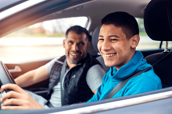 Teenage boy learning to drive