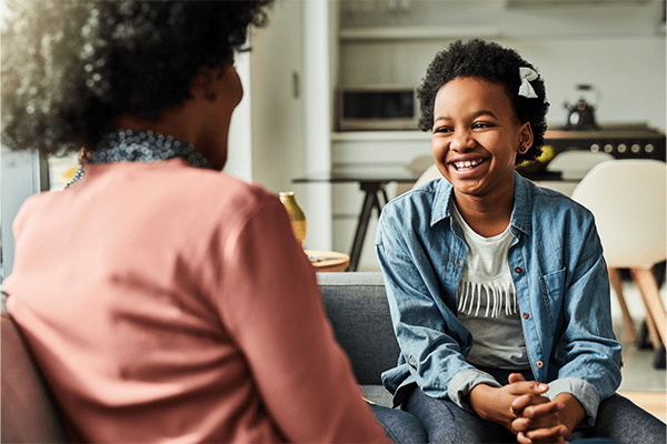 Mother and daughter talking