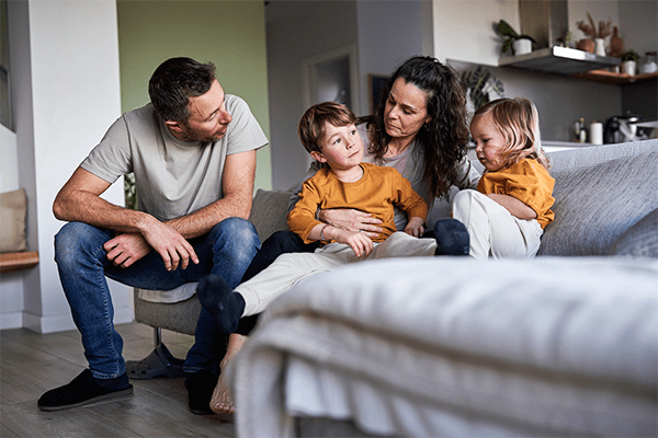 Parents talking to children