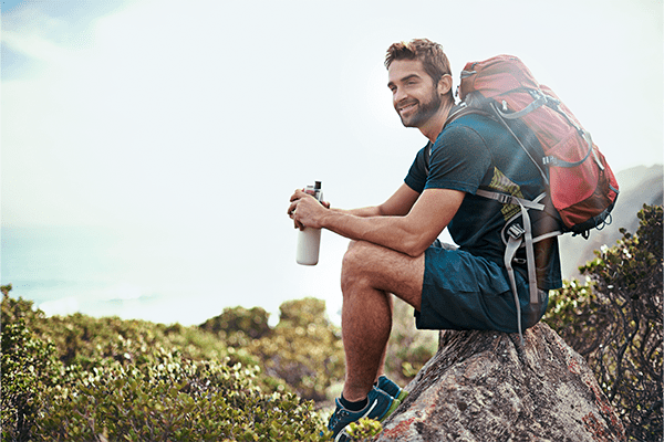 Man practicing self-care